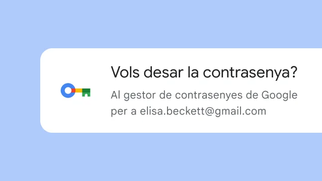 Una sol·licitud pregunta a l'usuari si vol desar la contrasenya al gestor de contrasenyes de Google.