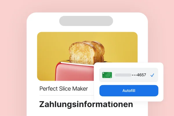 Auf einer Zahlungsinformationsseite können in Chrome die Felder mit gespeicherten Zahlungsdaten ausgefüllt werden.