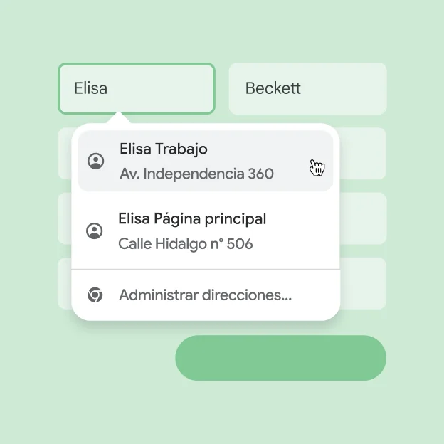 Un usuario puede ingresar su nombre y dirección en un formulario al instante con Autocompletar.