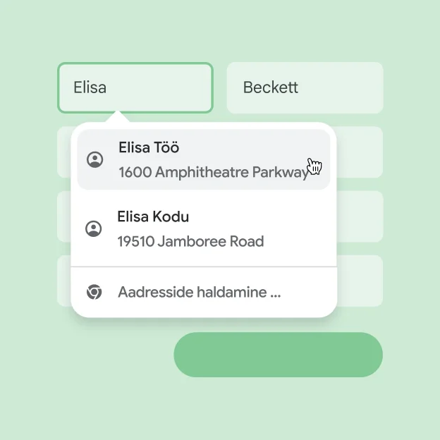 Automaattäite abil saab kasutaja hetkega sisestada vormile oma nime ja aadressi.