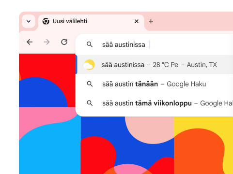 Haku 'weather austin' näyttää, että lämpötila on perjantaina 82°.