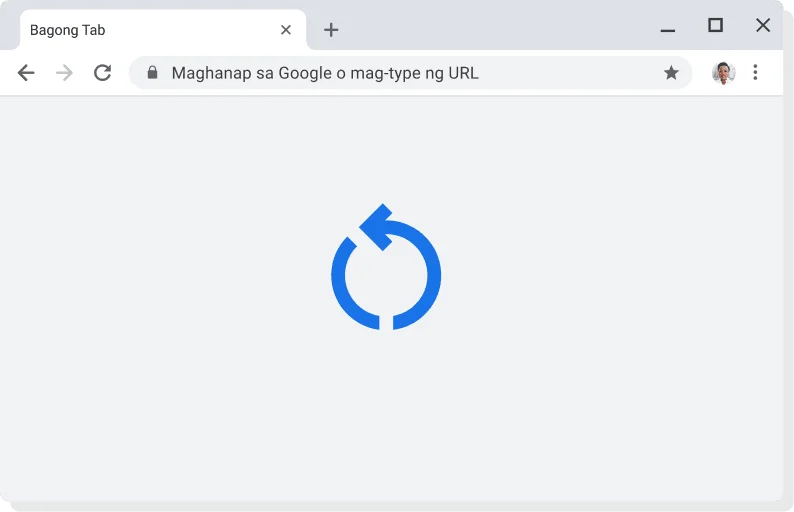 UI ng Chrome na may icon ng naglalapat ng update
