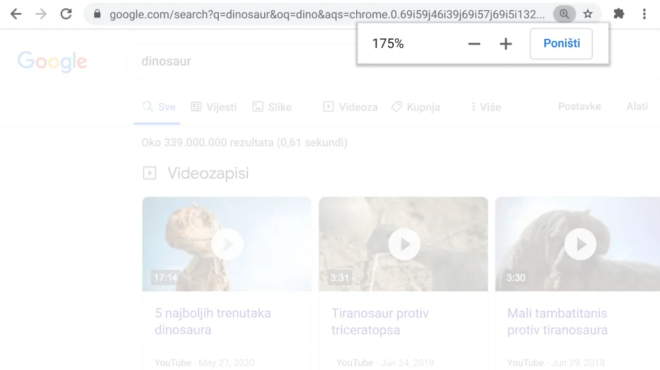 Prozor preglednika Chrome otvoren na mrežnoj stranici s uključenom funkcijom 