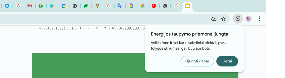 A cursor has clicked on the Energy Saver icon, which explains background activity and some visual effects have been limited to save memory.