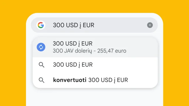 A user typed “300 usd to eur” into Chrome's address bar and it has instantly generated results.
