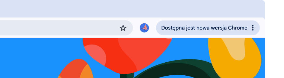UI przeglądarki zawiera zielony przycisk Zaktualizuj, co oznacza, że przeglądarka jest gotowa na zrestartowanie w celu przeprowadzenia automatycznej aktualizacji.