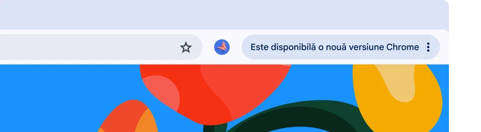 O interfață de utilizare a browserului cu capsula verde Actualizare, adică este gata să repornească pentru o actualizare automată.