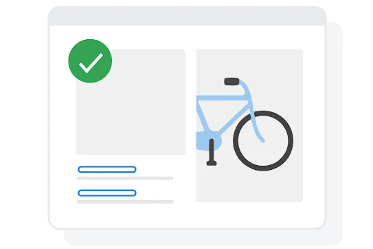 Search result with image of bicycle and green check mark indicating good usability